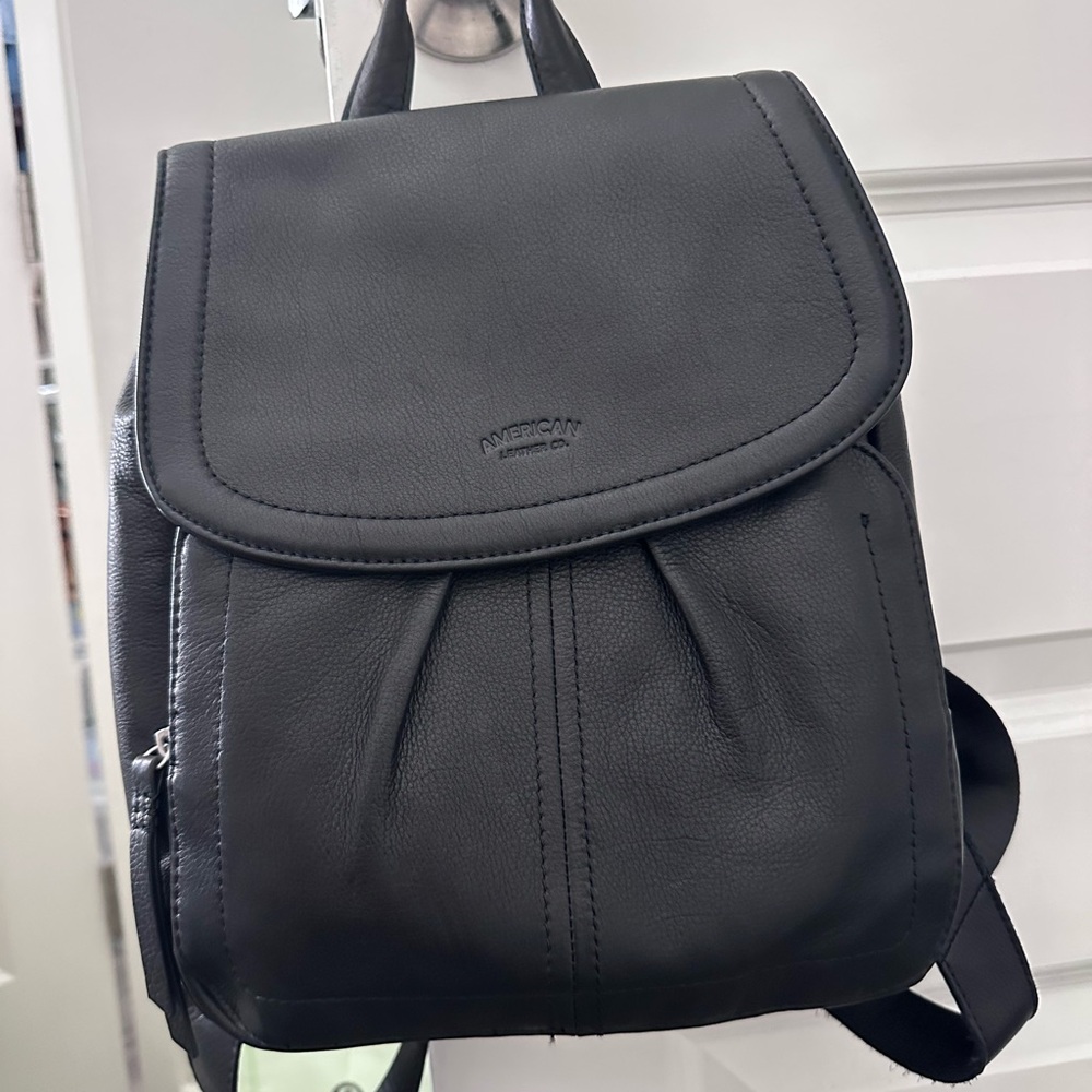 American Workshop Black Faux Leather Backpack
